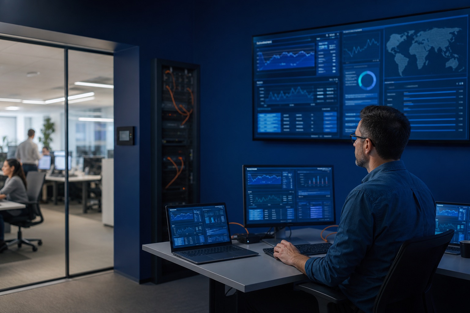 Specialist monitoring a secure business email migration
